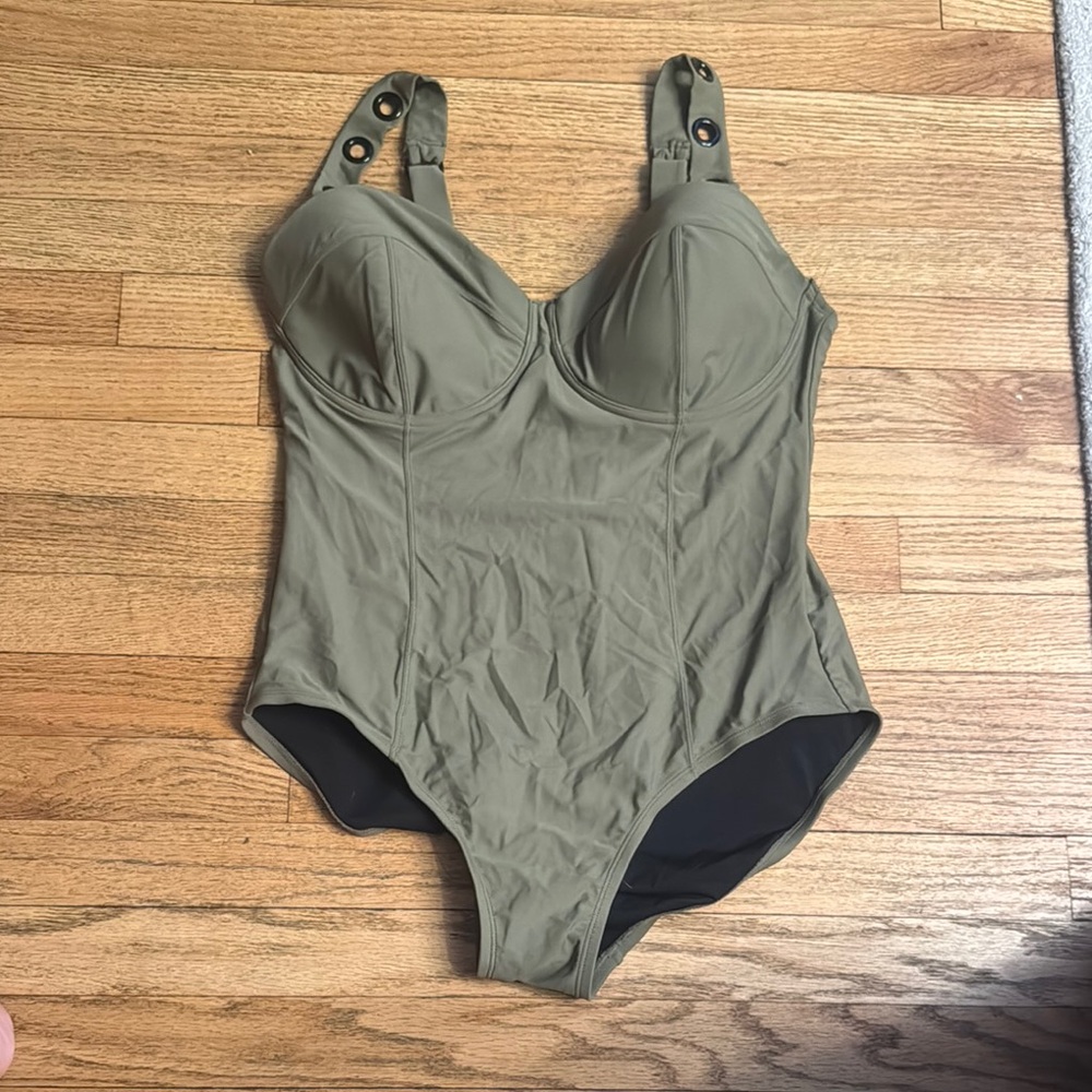 DKNY Olive Green One Piece Swimsuit